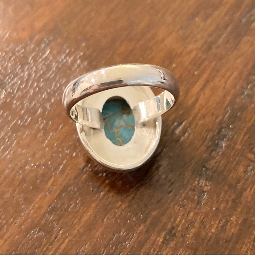 Turquoise Sterling Silver Ring Authentic Gemstone… - image 4